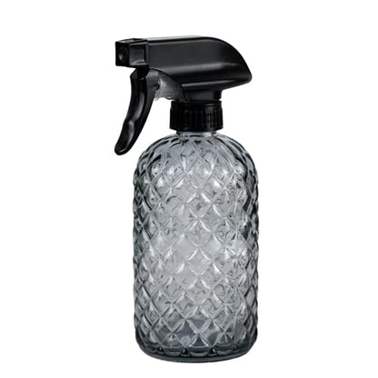 12Oz Glass Plant Spray Bottle, Gem Pattern Glass Sprayer, Watering Can with Black Plastic Top Pump, Handheld Watering Can for Indoor Outdoor Potted Plants and Greenery (Grey) - color: Gray
