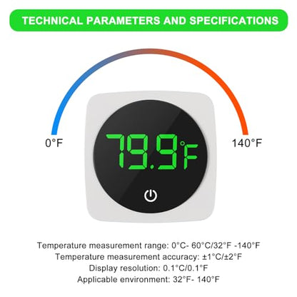 2 PCS Digital Aquarium Thermometer Fish Tank Thermometer with LED Touch Screen Stick-on Fish Tank Thermometer Fahrenheit Tank Temperature Measurement for Fish, Axolotl, Turtle, Square 2PCS - color: Square-White 2PCS