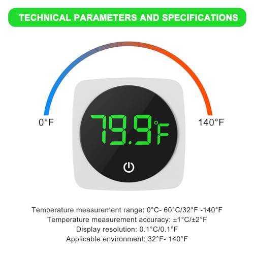 2 PCS Digital Aquarium Thermometer Fish Tank Thermometer with LED Touch Screen Stick-on Fish Tank Thermometer Fahrenheit Tank Temperature Measurement for Fish, Axolotl, Turtle, Square 2PCS - color: Square-White 2PCS