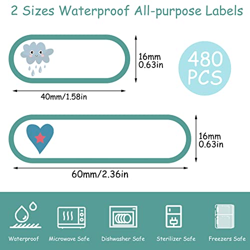 480 Pcs Baby Bottle Labels for Daycare Essentials | Self-Laminating School Name Lable Stickers for Kids Waterproof Labels for Bottles Easy to Write - style: A-Boho