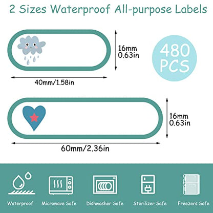 480 Pcs Baby Bottle Labels for Daycare Essentials | Self-Laminating School Name Lable Stickers for Kids Waterproof Labels for Bottles Easy to Write - style: A-Boho