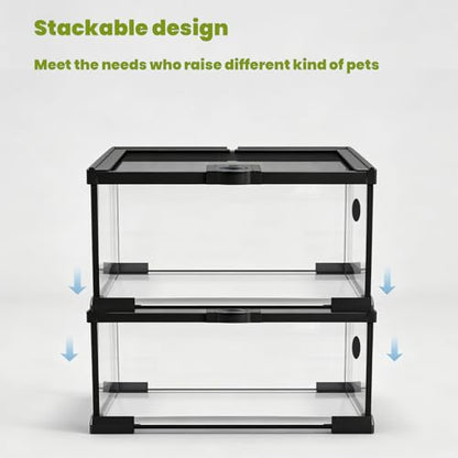 10 Gallon Glass Reptile Tank 20"x12"x10" | Bearded Dragon Tank, Leopard Gecko Tank, Snake Cage, Turtle Tank, Frog Tank,Reptile Enclosure - size: 20*12*10in