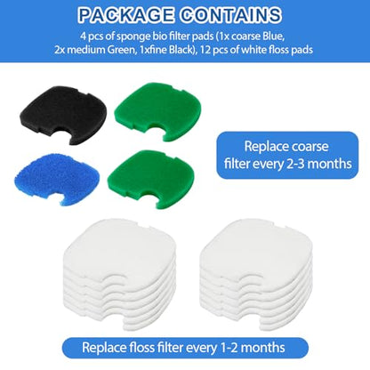 Replacement Canister Filter Pads Compatible with SUNSUN HW-304B/404B/704B/3000 CF500 and Also fit Polar Aurora 525gph Aquarium Filter Media Generic Floss - Aquarium Filter Media Sponge Foam
