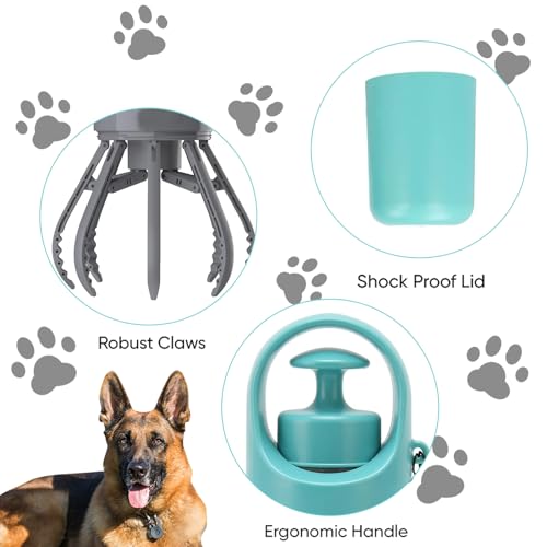 Dog Pooper Scooper, Portable No Touch Poop Scooper for Small Medium Large Dogs, Dog Waste Pick-up Cleaner with 15PCS Bag Attachment and Leak-Proof Waste Storage Container