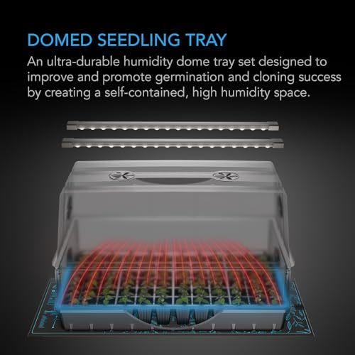 AC Infinity Heavy-Duty Large Humidity Dome 6x12 Germination Kit with Water-Proof Seedling Mat, Full Spectrum LED Grow Light Bars, Samsung LM301H EVO Diodes, Vented Extension Panels, for Seed Starting | Full Spectrum LED Grow Light Bars w/Samsung LM301H EV