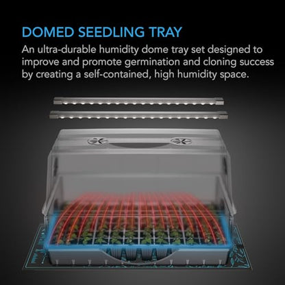 AC Infinity Heavy-Duty Large Humidity Dome 6x12 Germination Kit with Water-Proof Seedling Mat, Full Spectrum LED Grow Light Bars, Samsung LM301H EVO Diodes, Vented Extension Panels, for Seed Starting | Full Spectrum LED Grow Light Bars w/Samsung LM301H EV