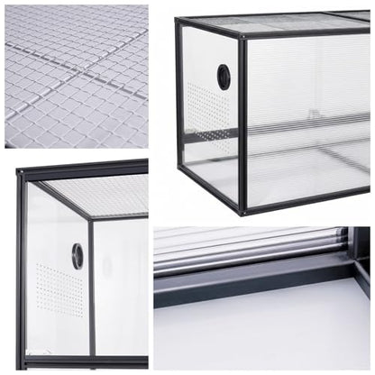 Bearded Dragon Tank 120 Gallon Reptile Terrarium 4x2x2 Ft, Aluminum Reptile Enclosure with 270° View, Mesh Top, Lockable Sliding Glass Doors