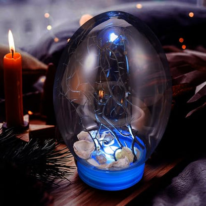 Beavorty Mini Aquarium Closed Aquatic Ecosystem with LED Lighting, Portable Small Fish Tank Desktop Plant Terrarium for Shrimp Breeding and Home Decoration, Blue Base