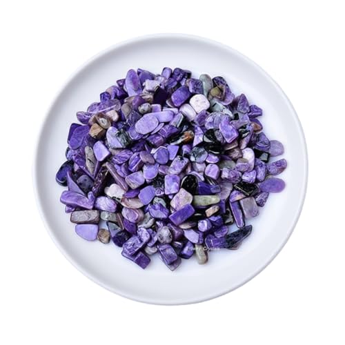 Erliway 7-9mm Charoite Healing Crystal Chips for Crafts, 100g | Natural Crushed Crystal Stones Tumbled Chips for Vase Filler Aquarium Gravel, Meditation Chakra Balancing, Candle DIY Making - color: Charoite