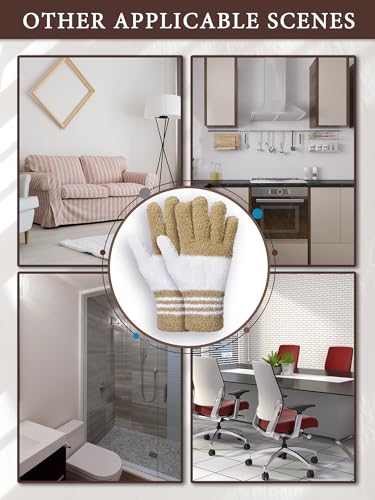 Patelai 3 Pairs Microfiber Plant Dusting Gloves Leaf Cleaning Gloves for Indoor Plants, Blinds, Furniture, House (Dark Blue,Gray,Khaki,White,Large) | Dark Blue, Gray, Khaki, White, Plant Cleaning Gloves, Reusable Washable Gloves,House Furniture Blinds Dus