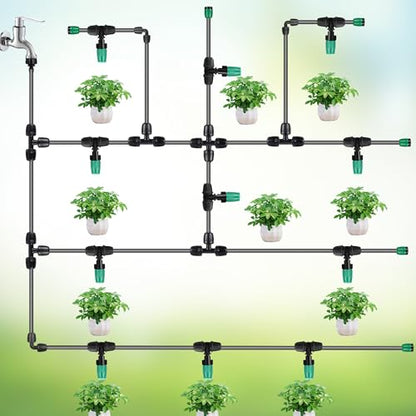 50Pcs Micro Misting Spray Emitters for 1/4 Inch Irrigation Tubing | Adjustable Locked Tee Atomizing Nozzle Irrigation Misting Nozzle Drip Sprinkler Emitters Parts for Garden Watering System - color: Tee Spray