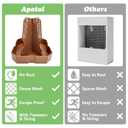 2PCS Reptile Hunting Bowl,5.8"×5.8"×6.1" H Insect Feeding Box with Rope and Tweezers Chameleon Feeder Bowls Hanging Bearded Dragon Bug Bowls Mounted Insect Reptile Feeder Box(Brown,Large) - color: Brown, size: Large:5.8"L×5.8"W×6.1"H