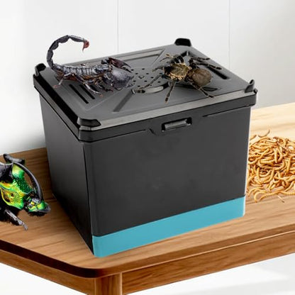 Spider Cage Manti Feeding Box Reptile Mealworms Breeding Box to Breed Live Worms for Spider Manti Insects (Black)