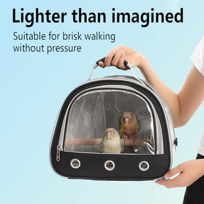 Bird Carrier,Bird Cage Parakeet Parrot Budgie Carrier Backpack for Small Birds, Travel Bird Cages with Perch, Transparent Ventilation Cockatiels, Lightweight Pet Carrier for Outdoor Use(Black) - color: Black