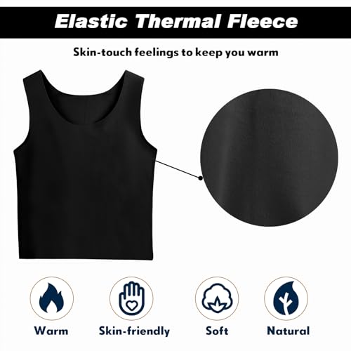 Toulite 4 Pcs Thermal Tank Tops Women Underwear Tops Sleeveless Undershirt for Women Cotton Camisole Warm Base Layer - color: Black, size: Medium