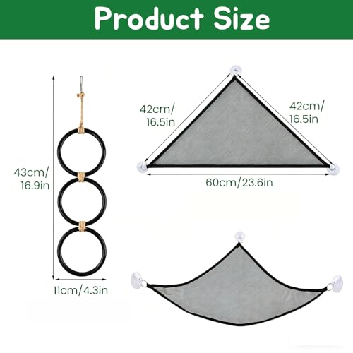 Snake Climbing Rings with Hammock, Reptile Enrichment Toys for Snakes | Suitable for All Kinds of Small Reptiles,Enrichment Rings for Small Ball Python Corn