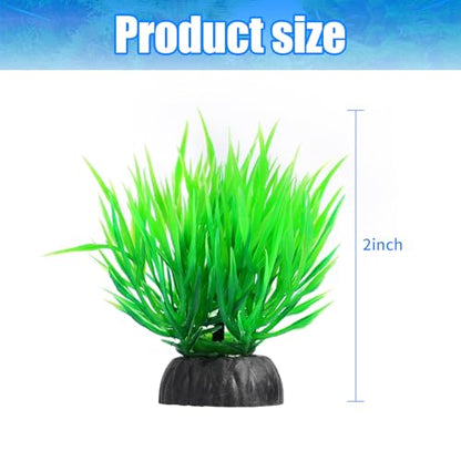 AQUANEAT Artificial Aquarium Plants, Plastic Fish Tank Decorations, 2Inch Tall, 10packs - size: 2 inch