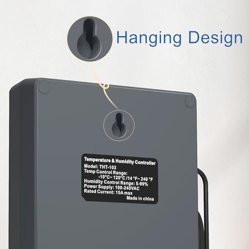 Digital Temperature Humidity Controller Pre-Wired Outlets for Mushroom, Reptile, Heating/Cooling On Outlet 1, Humidifier/Dehumidifier On Outlet2, Timer On Outlet 3