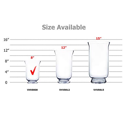 WGV Unique Bouquet Vase, 5.5" W, 8" H, Clear Short Hurricane Glass Candle Holder, Floral Planter Terrarium, Home Wedding Event Decor, 1 Piece (VHV0808) - size: Hurricane 8"H