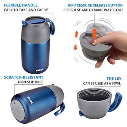 MAXSO 2 Pack Soup Thermo for Hot & Cold Food for Kids Adults, Vacuum Insulated Food Jar Thermal Lunch Containers, Travel Food Flask with Spoon (24 oz,17 oz) (Dark Blue) - color: Dark Blue