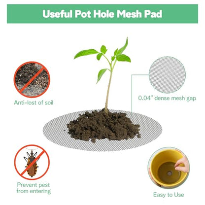 150 Mesh for Plant Plant Hole Mesh Pads Drainage Screen Plastic Round Flower Hole MeshScreen Cover Pad 2 3 4 Inch Assorted SizesMesh Preventing Soil Leakage