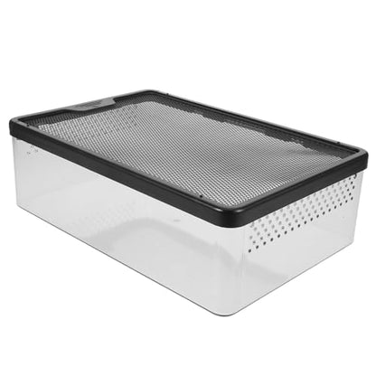 Reptile Terrarium Tank and Breeding Box with Black Frame, Anti-Escape Plastic Enclosure for Snakes, Frogs, Turtles, and Small Pets, Ventilated Habitat Suitable for Reptile Pet Care