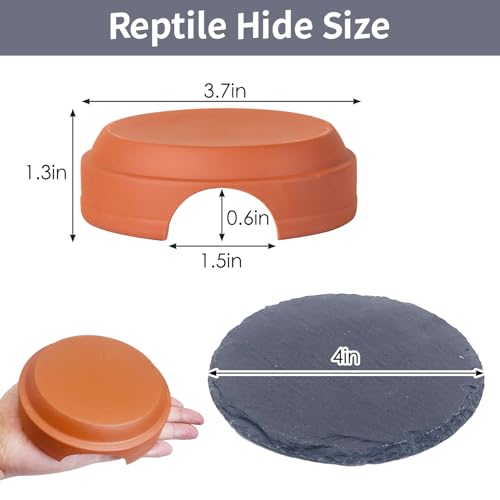 Hamiledyi Small Reptile Hideout Cave Box Diameter 3.7 in Ceramic Humid Shelter and Basking Platform Leopard Gecko Humid Hide for Smaller Lizards Snakes