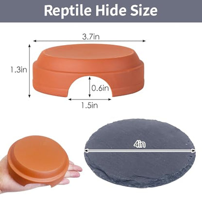 Hamiledyi Small Reptile Hideout Cave Box Diameter 3.7 in Ceramic Humid Shelter and Basking Platform Leopard Gecko Humid Hide for Smaller Lizards Snakes
