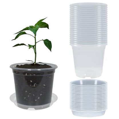 20 Pack 4 Inch Clear Nursery Pots with Drainage and 20 Pack Plant Saucers, Plant Pots for Plants Transparent Potting Containers for Plants Seeding Starter Pot (Clear, 4 Inch) - size: 4 Inch