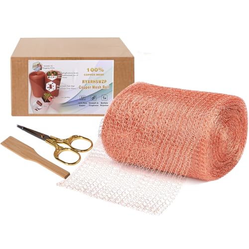 5" x 50 ft Copper Mesh Rodent Control Copper Wool for Slug Mice Snail Pest | Copper Mesh for Mice Pest Snail Bat Control Copper Steel Wool for Weep Hole Covers Blocks Gap Rodent Mesh Scissors Included - size: 5 inx50 ft