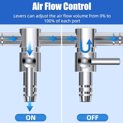 AQUANEAT Aquarium Air pump Splitter,Fish Tank Air Valve, Metal Control Valve for Pump Accessories(X-Small 2 Way) - size: X-Small