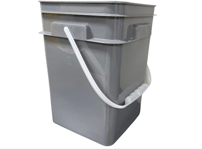 4 Gallon Square Food Grade Bucket Pail with Plastic Handles and Lid (Pack of 3) Made in USA containers (Gray) - color: Gray