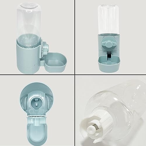 kathson 2Pcs Rabbit Water Bottle 17 OZ Bunny Hanging Water Fountain Automatic Guinea Pig Water Dispenser No Leak Drinking Feeder for Bunny Chinchilla Hamsters Cat Dog Small Animals(Blue)
