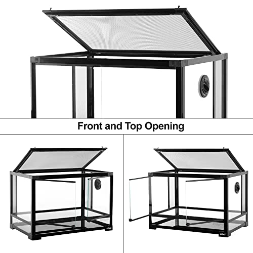 Full Vision Glass Reptile Terrarium 27 Gallon, Double Hinge Door with Screen Ventilation Reptile Tank 24"x16"x16" (Knock-Down) - style: 24"x16"x16"(27 Gal)