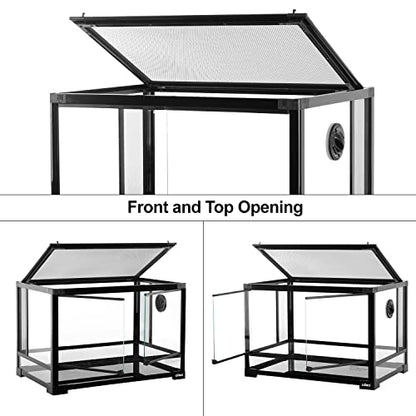 Full Vision Glass Reptile Terrarium 27 Gallon, Double Hinge Door with Screen Ventilation Reptile Tank 24"x16"x16" (Knock-Down) - style: 24"x16"x16"(27 Gal)