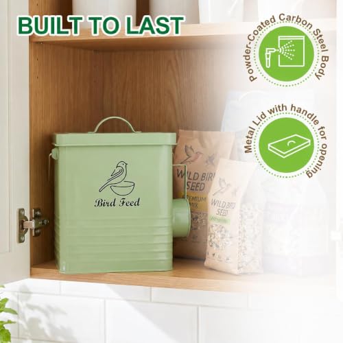 Bird Seed Storage Container Airtight,7LB Bird Food Container with Scoop/Handle,Portable Bird Seed Containers Storage For Outdoor or Indoor