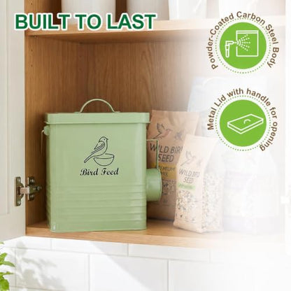 Bird Seed Storage Container Airtight,7LB Bird Food Container with Scoop/Handle,Portable Bird Seed Containers Storage For Outdoor or Indoor