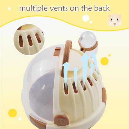 Hamster Carrier Cage Portable Cages Small Animals Carry Travel Case with Water Bottle Plastic Breathable Guinea Pig Outgoing Cage for Dwarf Hamster Ferret Chinchillas Hedgehog (Brown) - color: 【Brown】
