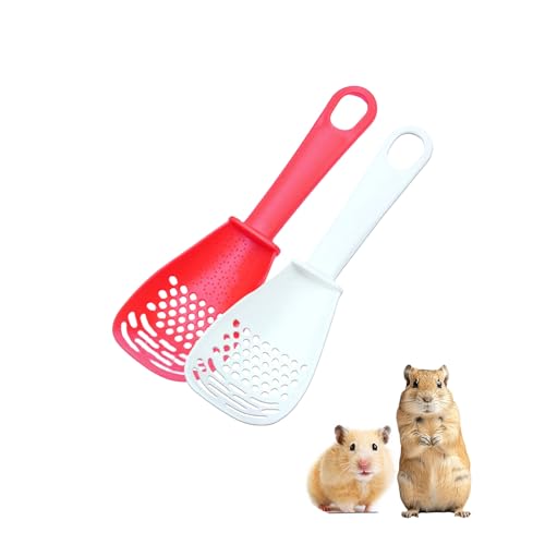 2 Pack Hamster Sand Bath Scoop - Plastic Litter Scooper for Chinchilla, Gerbil, Bearded Dragon, Reptile, Sifter Shovel for Small Animal Cage Cleaning, Hamsters Cage Accessories