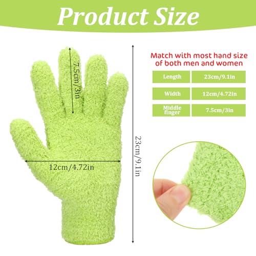 Abeillo Microfiber Gloves for Plants Dusting Cleaning, Reusable Washable Cleaning Gloves Mittens House Cars Blinds Dusting - color: Green