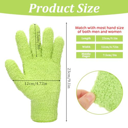 Abeillo Microfiber Gloves for Plants Dusting Cleaning, Reusable Washable Cleaning Gloves Mittens House Cars Blinds Dusting - color: Green