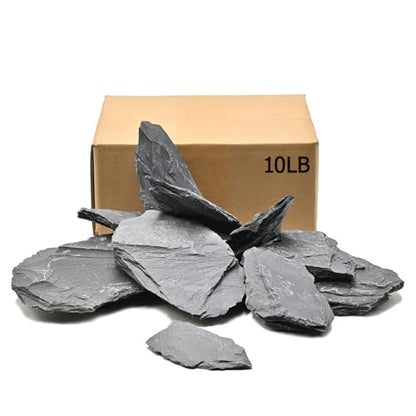 Aquarium Rock Natural Slate Rocks 2 to 6 inch Aquariums Stone for Aquascaping,Terrariums,Reptile Enclosures,Paludariums, and Gardens-10lb - size: 10lb(2-7'')