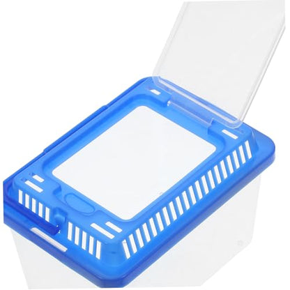 Portable Fish Tank with Lid Clear Durable Plastic Aquarium for Goldfish Turtles Reptiles Pet Habitat with Handle Versatile Transport Box for Pets