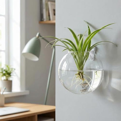 6 Pack Wall Hanging Planters Terrarium, 4.7 Inch Glass Oblate Globe Plants Containers, Wall Mount Clear Flower Vase for Propagating Hydroponics Plants, Air Plants (Plants Not Included)