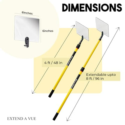 Telescoping Inspection Mirror - Standard Fiberglass, Lightweight & Durable, 4 ft - 8 ft Pole, 6 x 6 inch Acrylic Mirror - size: 6 x 6 inch Acrylic Mirror, style: 4 ft - 8 ft Pole
