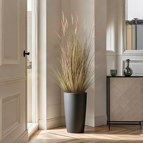 4ft 2-Pack Artificial Cattail Reed Grass, 47.2’’ Fake Indoor Outdoor Plants | Artificial Onion Grass Floor Plant, Home Office Wedding Decorative Potted Plants, Housewarming Gift, Pink - size: 4FT