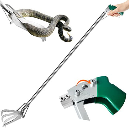 HOMEYA 47 Inch Extra Heavy Duty Snake Tongs, Standard Reptile Snake Grabber Tool, Professional Rattle Snake Catcher Tool Wide Jaw Handling Tool with Lock, Non-Slip Grip Handle - size: 47 Inch