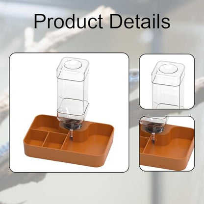 Reptile Feeder Reptile Waterer Feeding Station Food Dish Water Dish for Turtle Chameleon Tortoise Gecko Bearded Dragon, Khaki Large