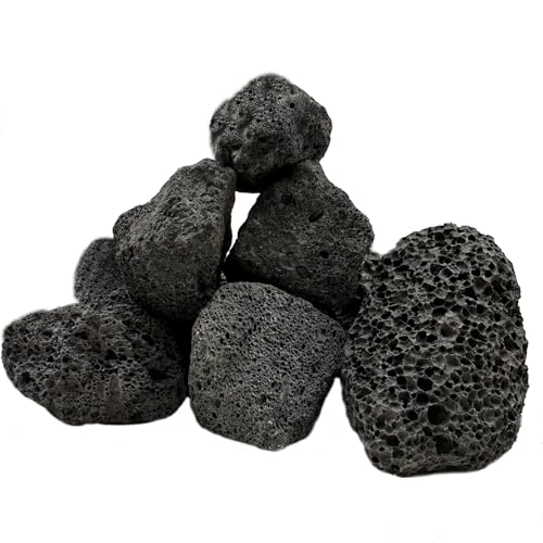 Tfwadmx 10 Pcs Aquarium Black Lava Rock Fish Tank Volcanic Pumice Stones for Betta Fish Shrimp (1.96''-3.14'') - color: Black, size: L:2''-3.2''