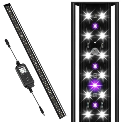 39-Inch LED UVB Reptile Light with Auto On/Off & Preset Day-Night Cycle Dimming, 4 UVI Modes Fixture Controller, 27W Aluminum UVA UVB Lamp for Bearded Dragons, Turtles & Snakes, 6500K - size: 39 INCH